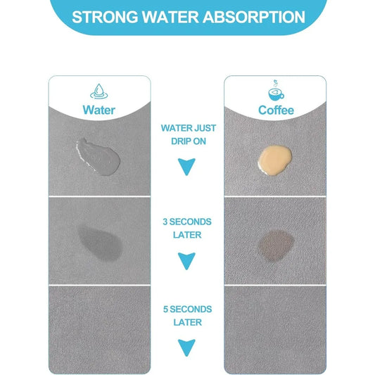 Dish Drying Mat for Kitchen Counter 12x19 Dish Drying Pad with Nonslip Rubber Backed Hide Stain Anti Absorbent for Kitchen Coun