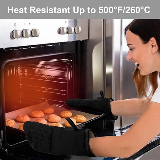 6pcs Set Oven Mitts And Pot Holders, Kitchen Oven Glove High Heat Resistant 500 Degree Extra Long Oven Mitts And Potholder With