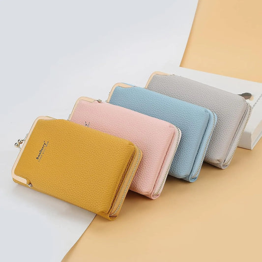 Fashion Vertical Lychee Pattern Large Capacity Mobile Phone Bag Long Women’s Wallet Multi-Functional Messenger Shoulder Bag