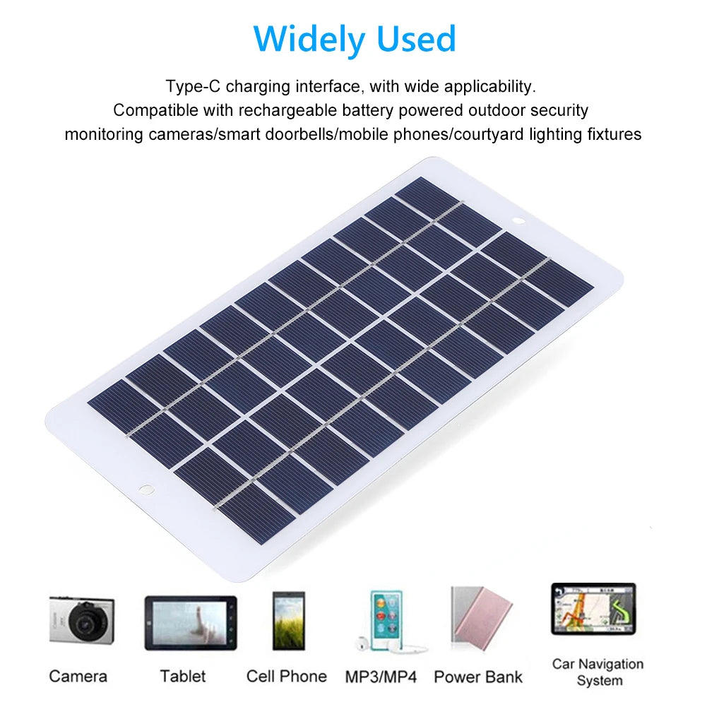 20W 5V Solar Panel Charger Mobile Power Supply Battery Charger Solar Panel Courtyard Lighting for Doorbell Security Monitoring