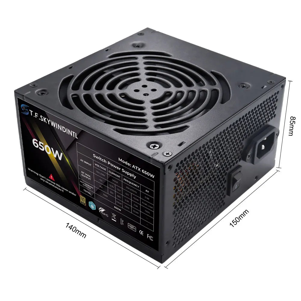 T.F.SKYWINDINTL 650W Gold Gaming Power Supply 20+4Pin 12V PSU For Computer ATX Desktop
