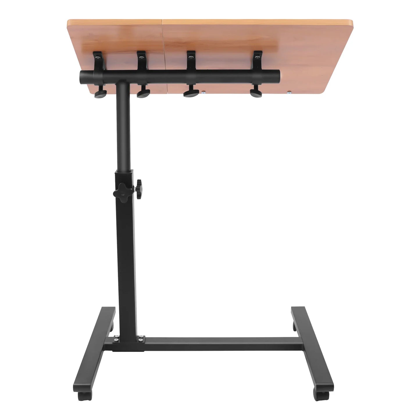 Computer Standing Desk, Height Adjustable Desk with 4 Wheels, 360° Rotation Mobile Rolling Desk, Overbed Table for Living Room