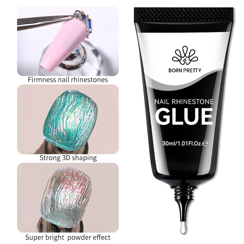 BORN PRETTY 2pcs Nail Rhinestone Glue Super Strong Gel Nail Glue for Nail Charm 3D Shaping sculpting Carving Decoration Nails