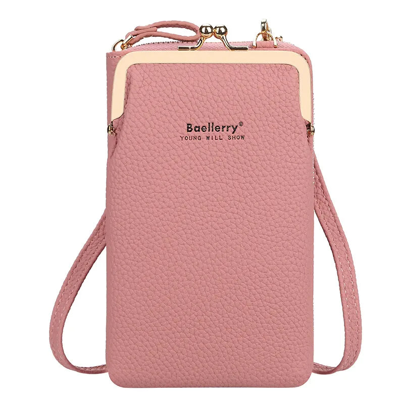 Fashion Vertical Lychee Pattern Large Capacity Mobile Phone Bag Long Women’s Wallet Multi-Functional Messenger Shoulder Bag