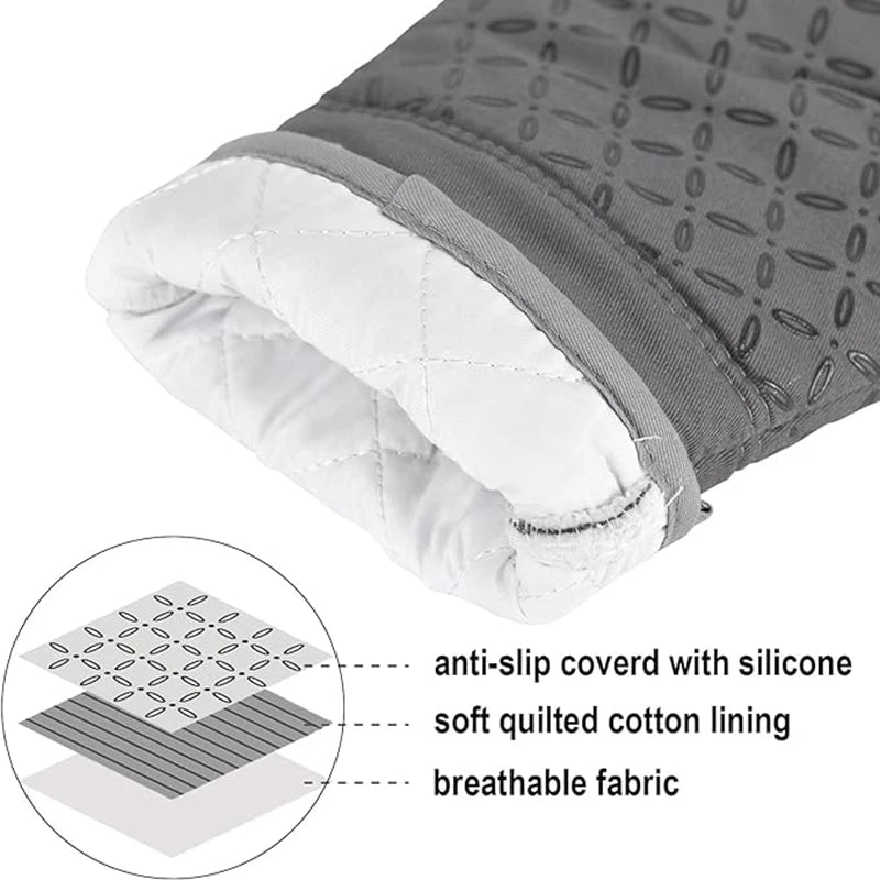 6pcs Set Oven Mitts And Pot Holders, Kitchen Oven Glove High Heat Resistant 500 Degree Extra Long Oven Mitts And Potholder With