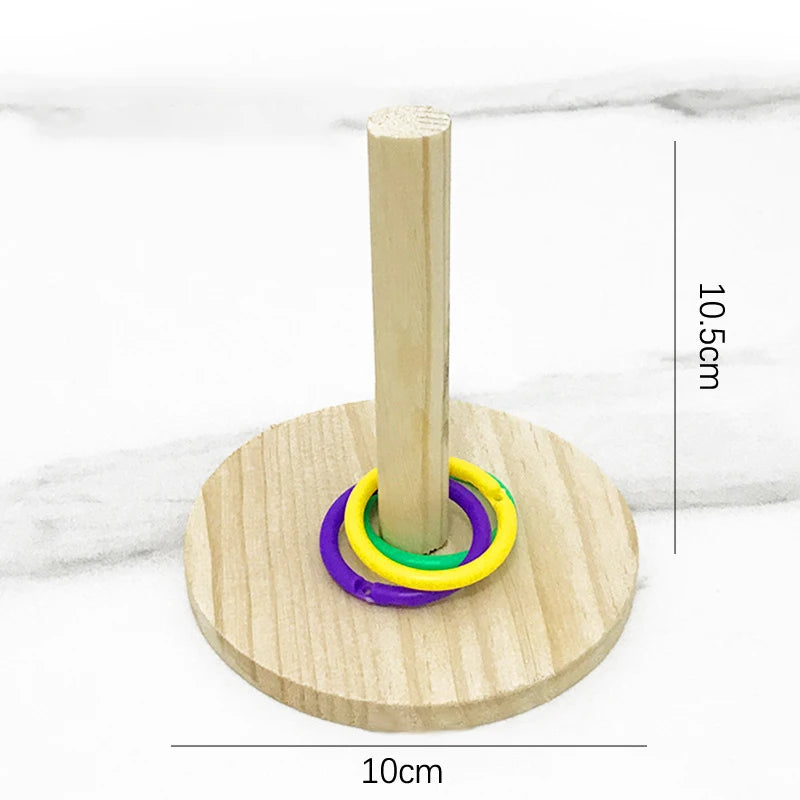 Parrot Bite Chewing Toy Bird Training Toy Pet Bird Swing Ball Standing Toy Wooden Interactive Parrot Ring Toys Pet Supplies