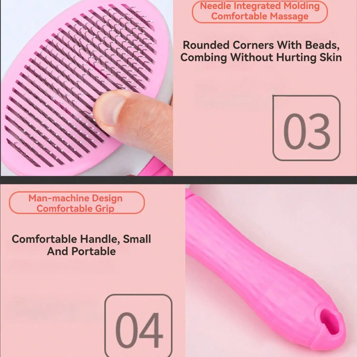 Pet Supplies Round Head Pet Comb Cat Comb Stainless Steel Needle Dog Hair Brush Self-cleaning Comb