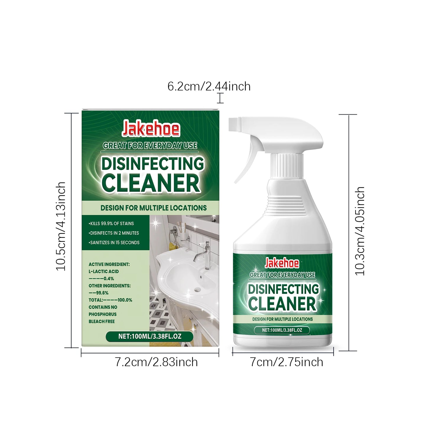 Jakehoe Mulipurpose Cleaning Spray for Kitchen Bathroom Household Descaling Remove Oil Stains Daily Cleaning Stain Removal Spray