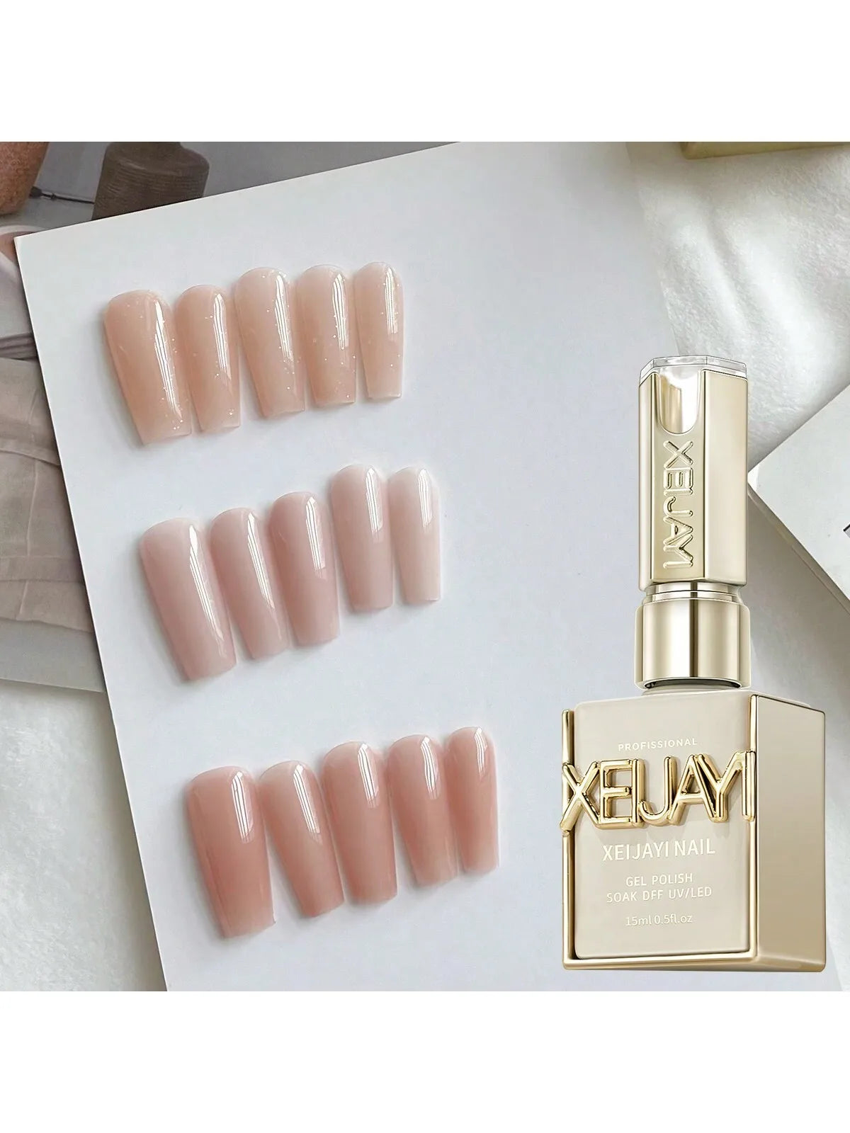 XEIJAYI 1Pc 15ML Ice Skin Nude Nail Polish Gel, 2025 New Popular Jade Creamy Transparent Nude Jelly Gel