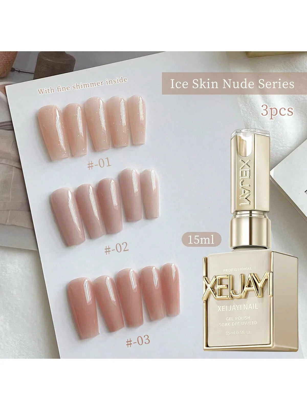 XEIJAYI 1Pc 15ML Ice Skin Nude Nail Polish Gel, 2025 New Popular Jade Creamy Transparent Nude Jelly Gel