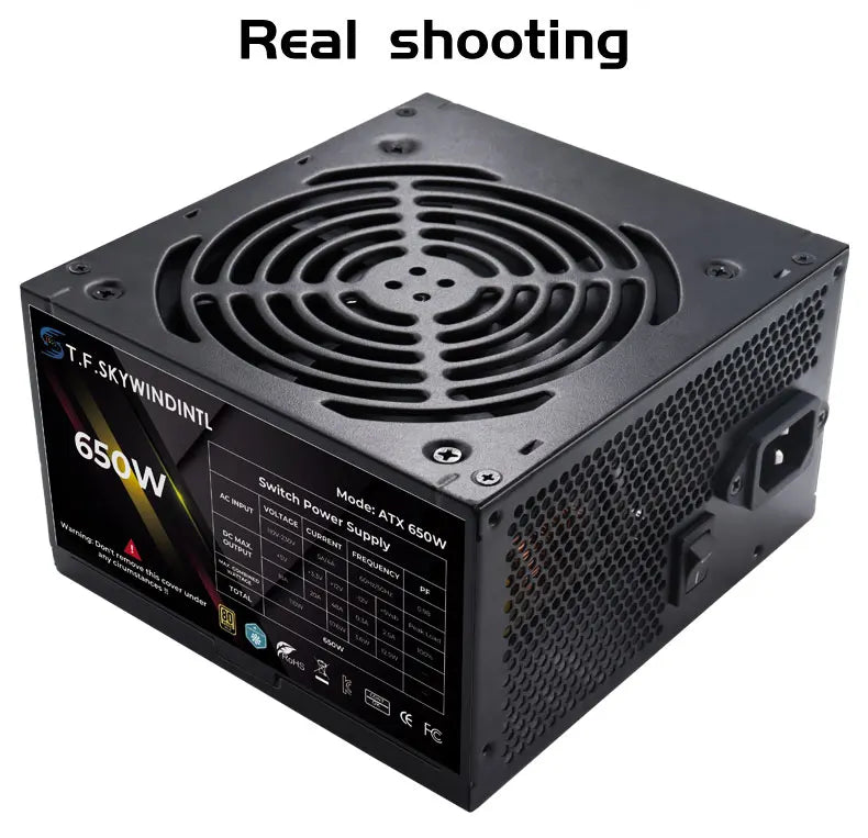 T.F.SKYWINDINTL 650W Gold Gaming Power Supply 20+4Pin 12V PSU For Computer ATX Desktop