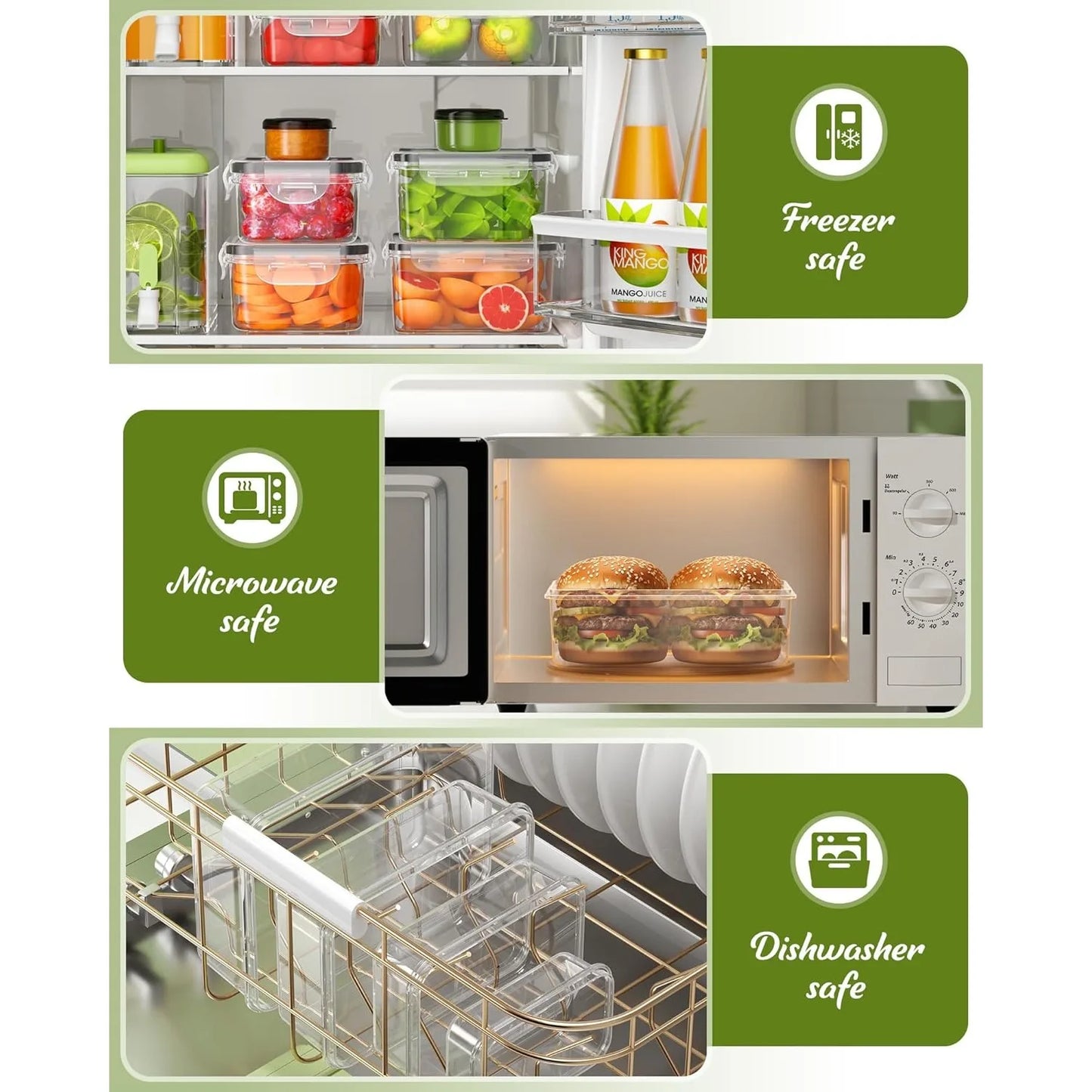 50 Piece Food Storage Containers with Lids(25 Containers & 25 Lids), BPA-Free Plastic Food Containers for Kitchen Storage