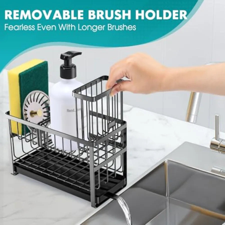 Sponge Holder for Kitchen Sink Organizer Caddy2 Tier Dish Brush Scrubber Holder Stainless Steel Sink Box Utensil Holder Soap Di