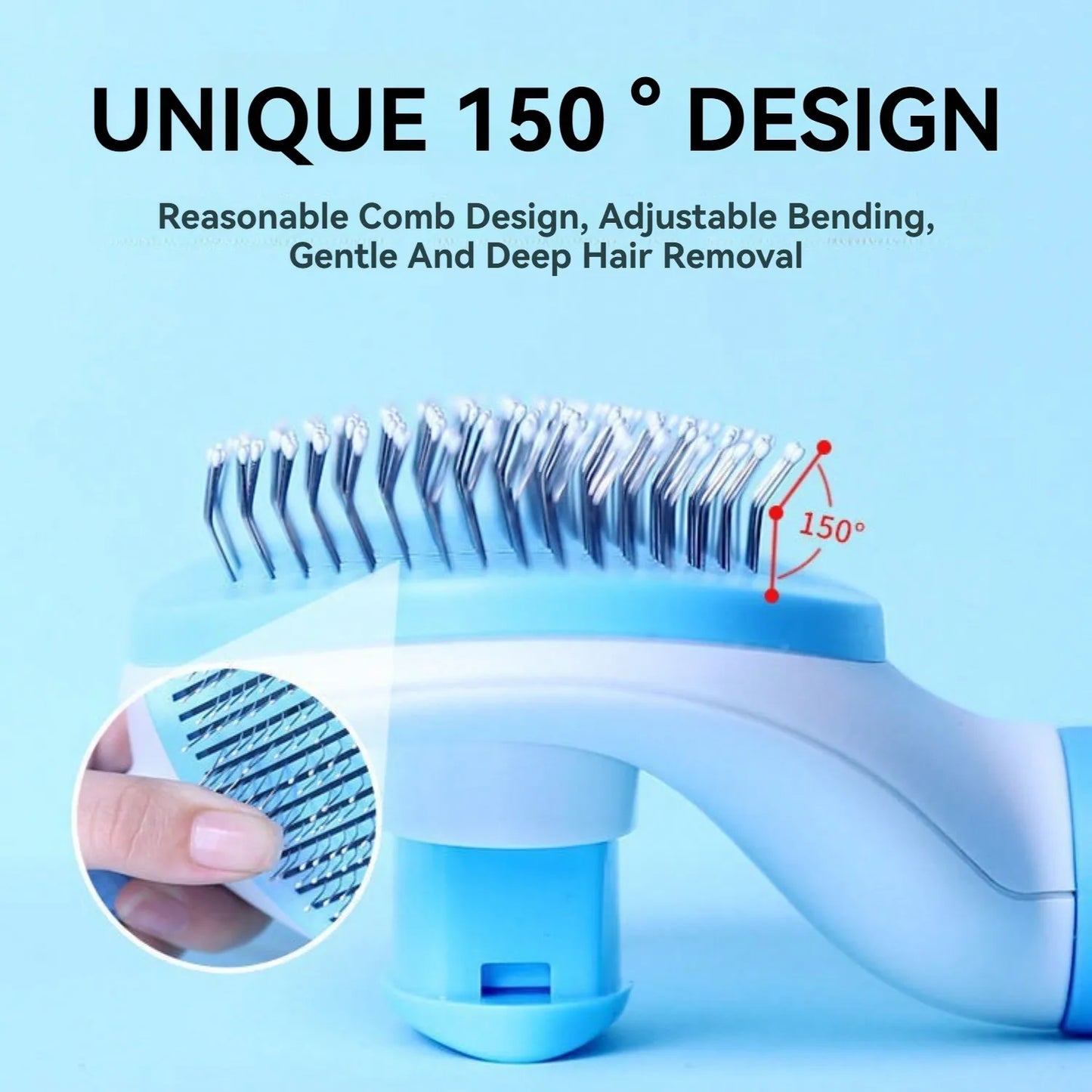 Pet Supplies Round Head Pet Comb Cat Comb Stainless Steel Needle Dog Hair Brush Self-cleaning Comb