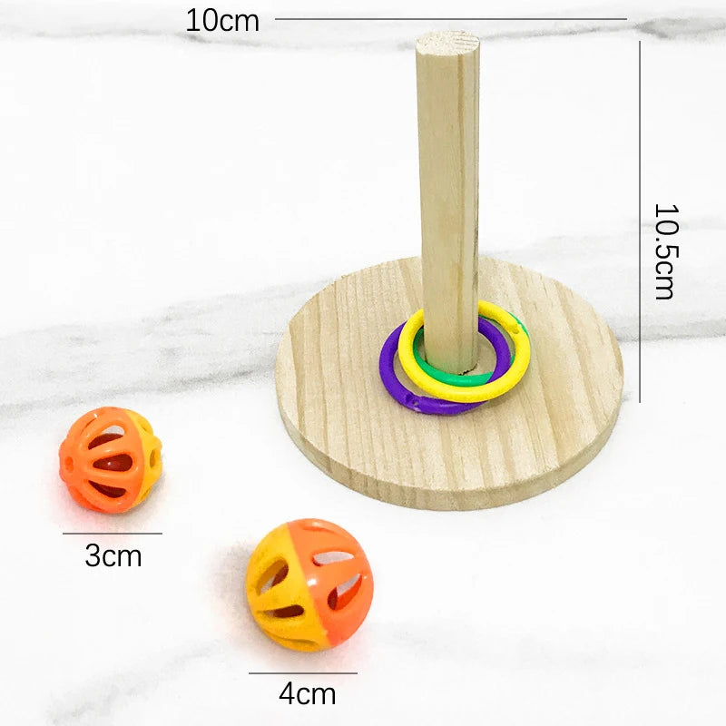 Parrot Bite Chewing Toy Bird Training Toy Pet Bird Swing Ball Standing Toy Wooden Interactive Parrot Ring Toys Pet Supplies