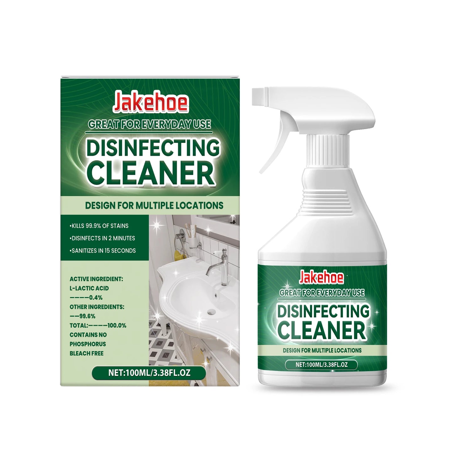 Jakehoe Mulipurpose Cleaning Spray for Kitchen Bathroom Household Descaling Remove Oil Stains Daily Cleaning Stain Removal Spray