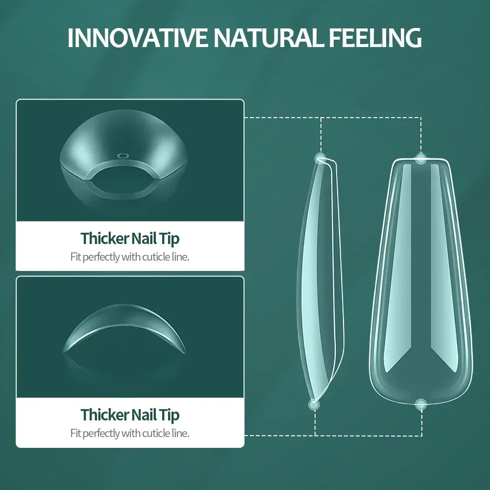 Nailpop 600PCS Nail Tips Full Cover Medium Length Ballerina Press On False Nail Extenison Tips with Box for Salons and Home DIY