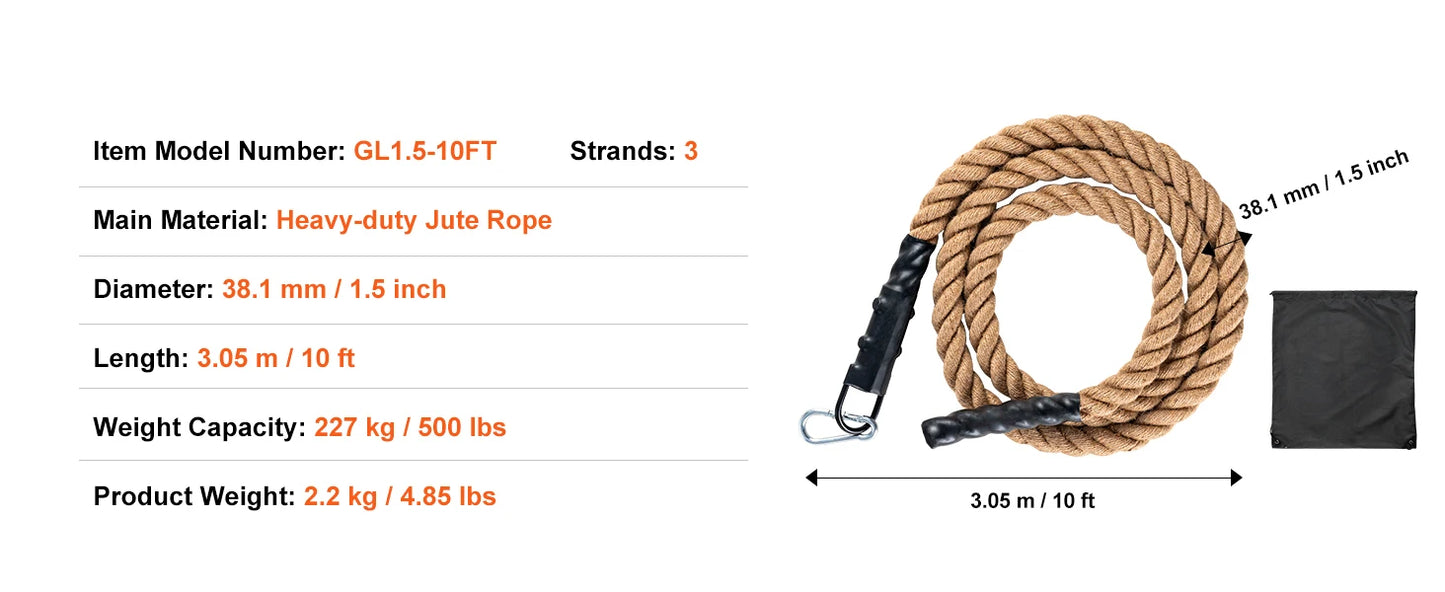 SucceBuy 10-30FT Gym Climbing Rope Gym Fitness Training Rope Gym Exercise Workout Rope for Adults, Climbing Rope for Fitness