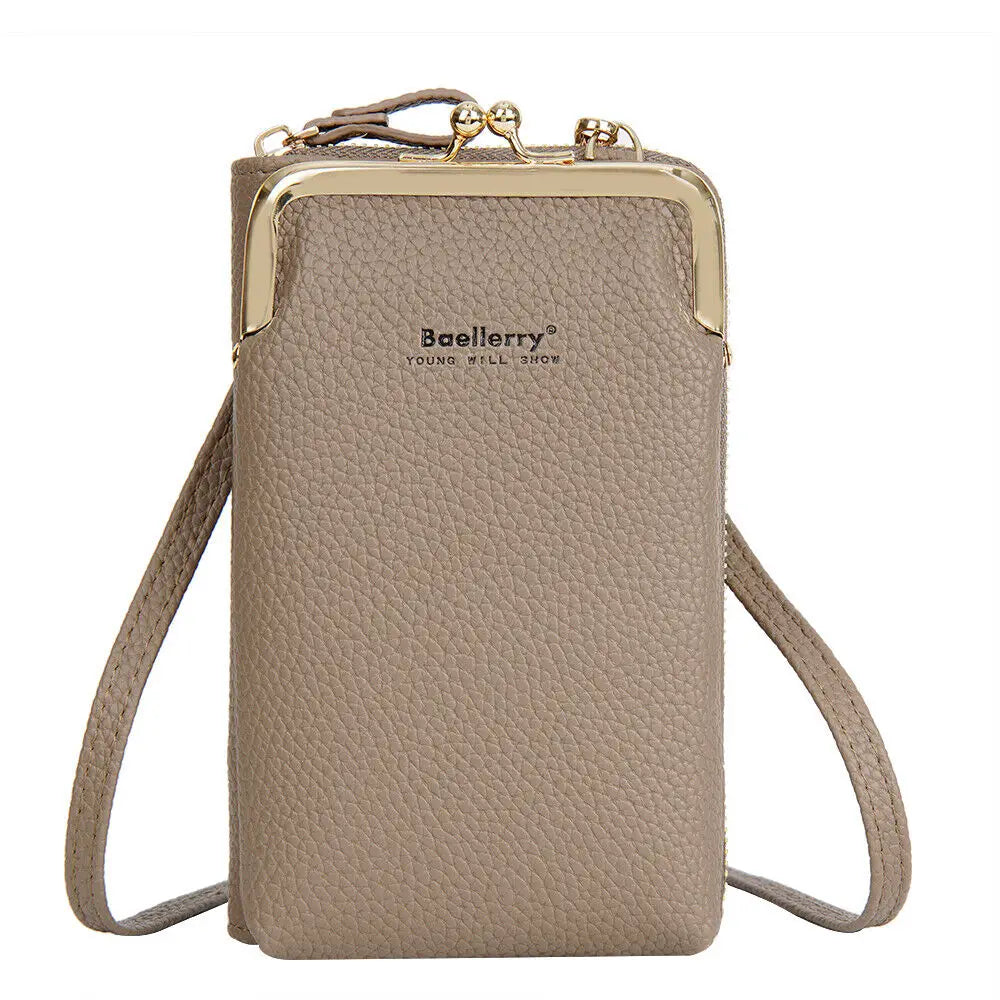 Fashion Vertical Lychee Pattern Large Capacity Mobile Phone Bag Long Women’s Wallet Multi-Functional Messenger Shoulder Bag