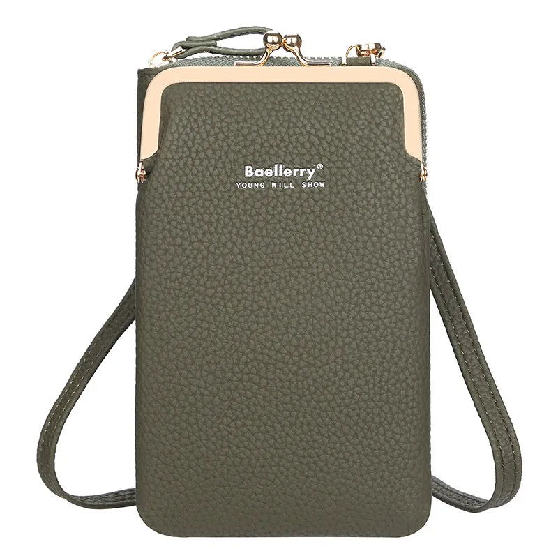 Fashion Vertical Lychee Pattern Large Capacity Mobile Phone Bag Long Women’s Wallet Multi-Functional Messenger Shoulder Bag