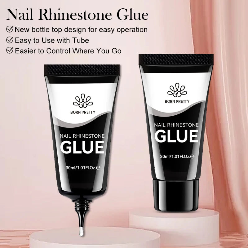 BORN PRETTY 2pcs Nail Rhinestone Glue Super Strong Gel Nail Glue for Nail Charm 3D Shaping sculpting Carving Decoration Nails