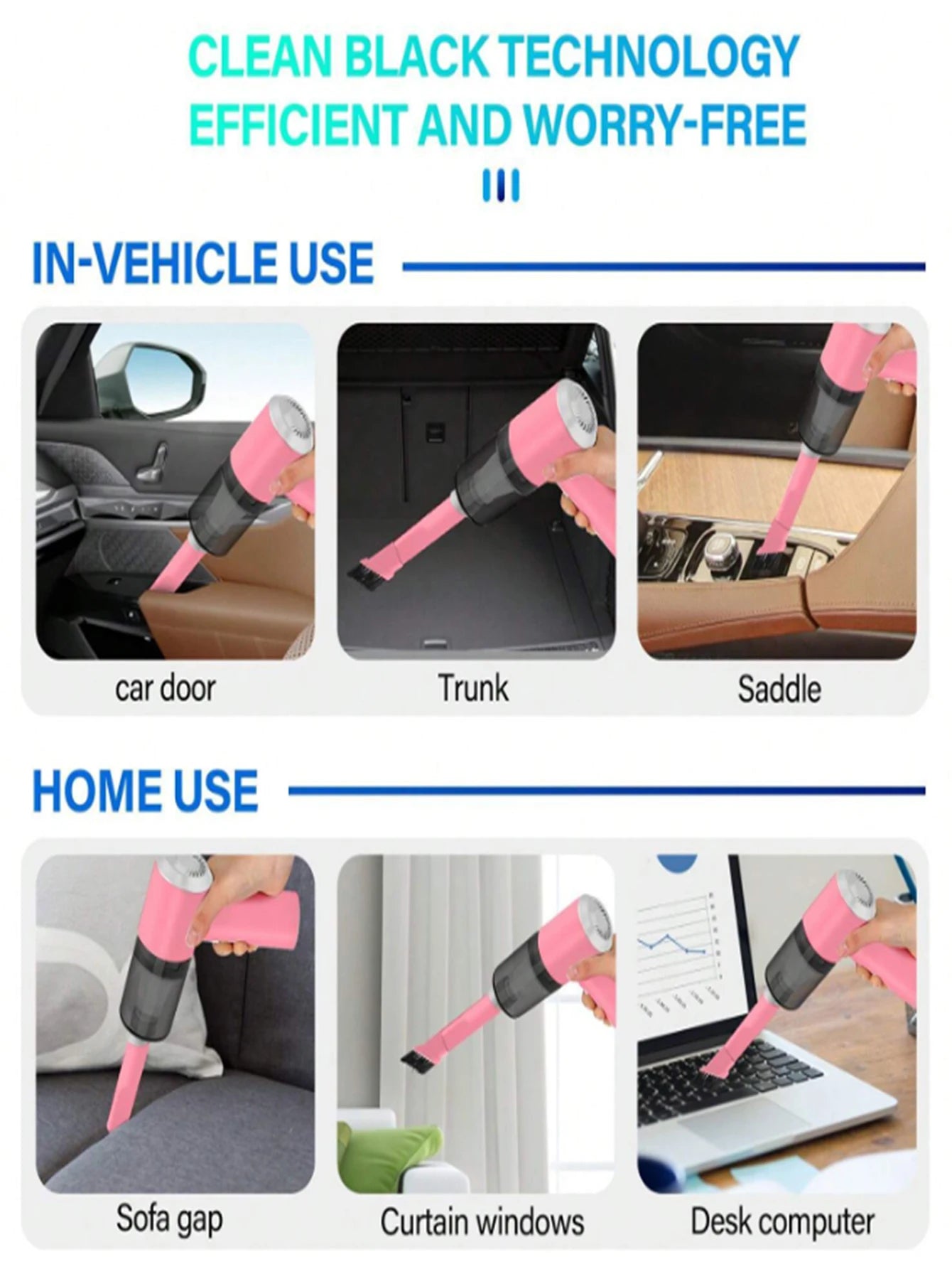 Wireless HandHeld Vehicle Vacuum Mini vacuum cleaner Super suction power Can be used for car and home cleaning