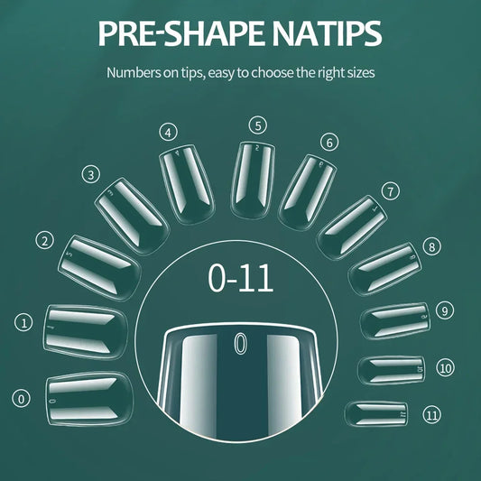 Nailpop 600PCS Nail Tips Full Cover Medium Length Ballerina Press On False Nail Extenison Tips with Box for Salons and Home DIY