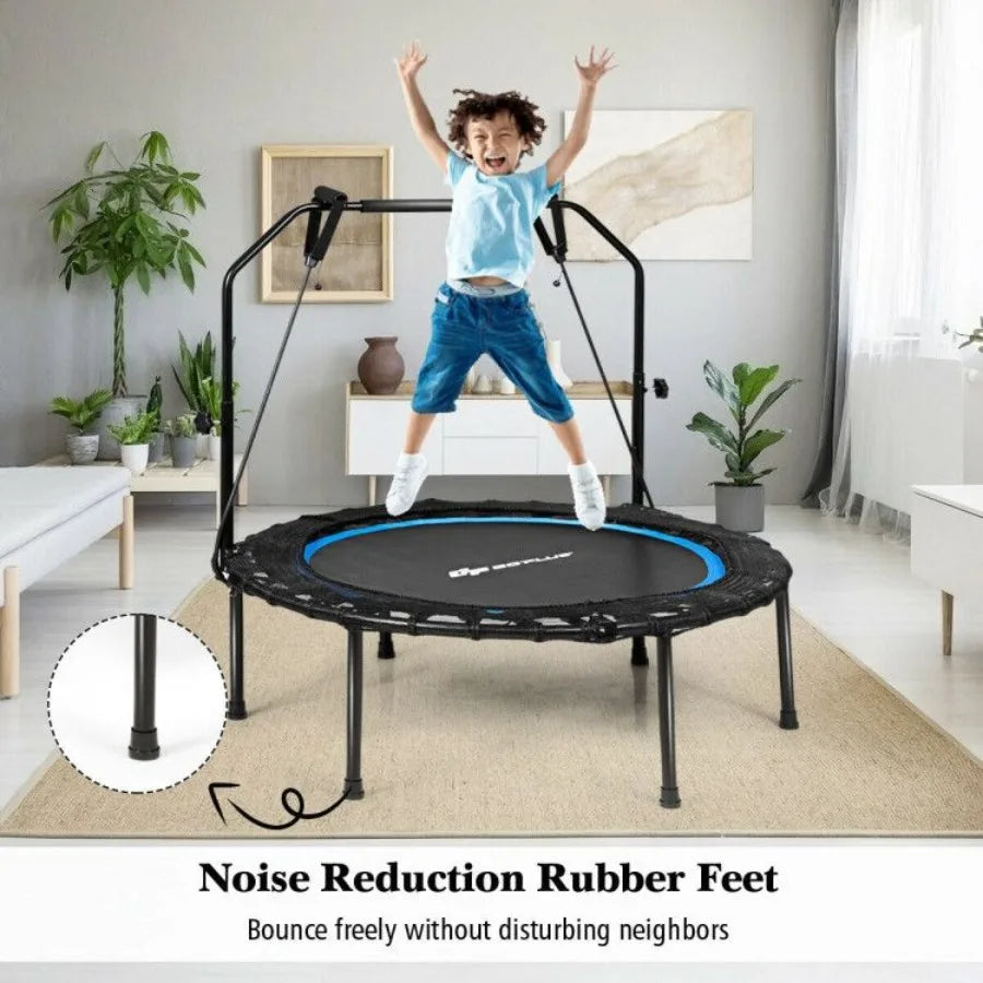 40 Inch Foldable Fitness Rebounder with Resistance Bands Adjustable Home