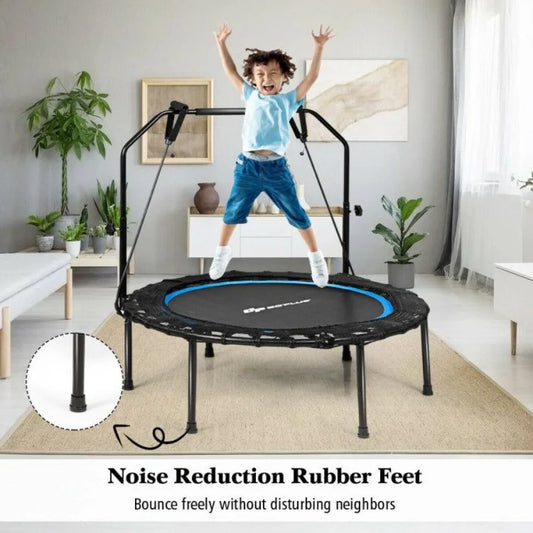 40 Inch Foldable Fitness Rebounder with Resistance Bands Adjustable Home