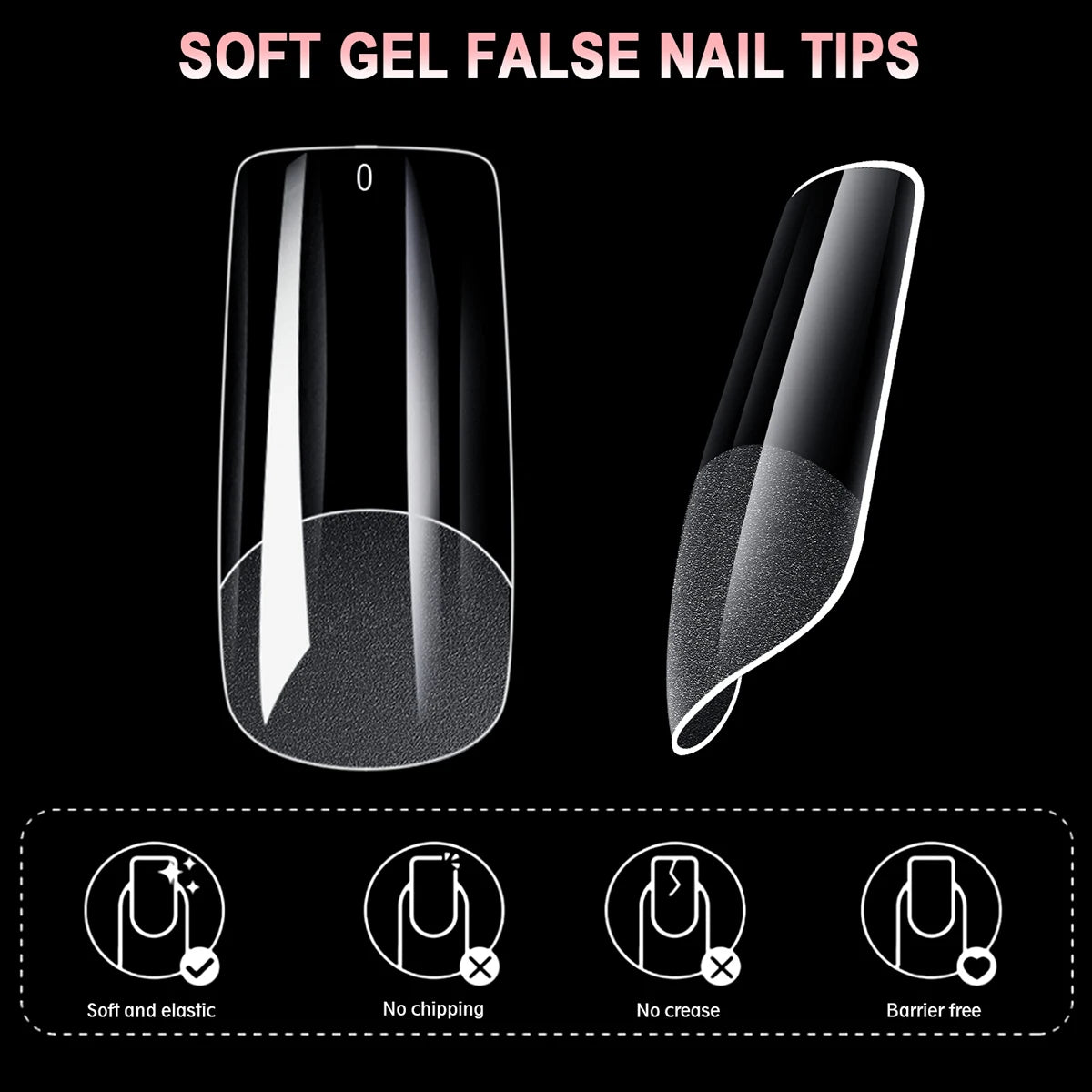 600Pcs Full Cover Half Frosted False Nail Tips Square French Fake Soak Off Gel Nail Extension Tips Press On Nails Nail Supplies
