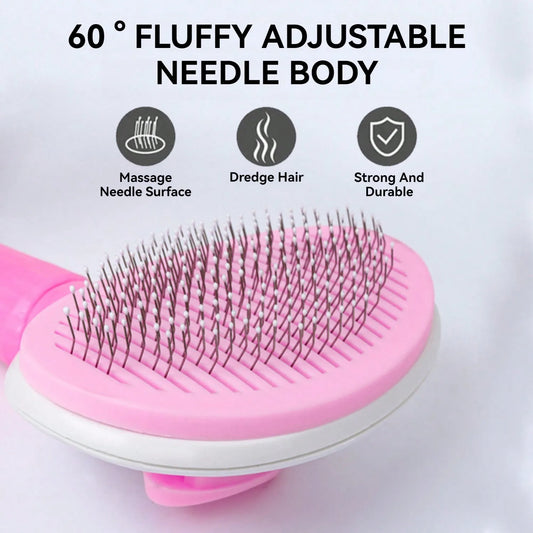 Pet Supplies Round Head Pet Comb Cat Comb Stainless Steel Needle Dog Hair Brush Self-cleaning Comb