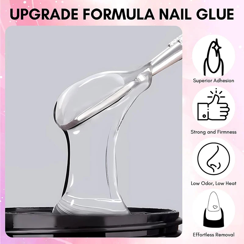 PUENTE 100g Solid Nail Glue Gel With Cuticle Pusher Non-Stick Hand Nail Tips Hard Gel Glue 3D Sculpture Soak Off UV Nail Art Gel