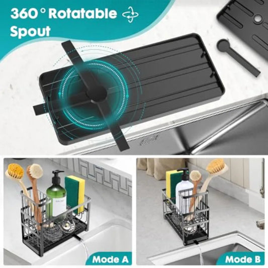 Sponge Holder for Kitchen Sink Organizer Caddy2 Tier Dish Brush Scrubber Holder Stainless Steel Sink Box Utensil Holder Soap Di