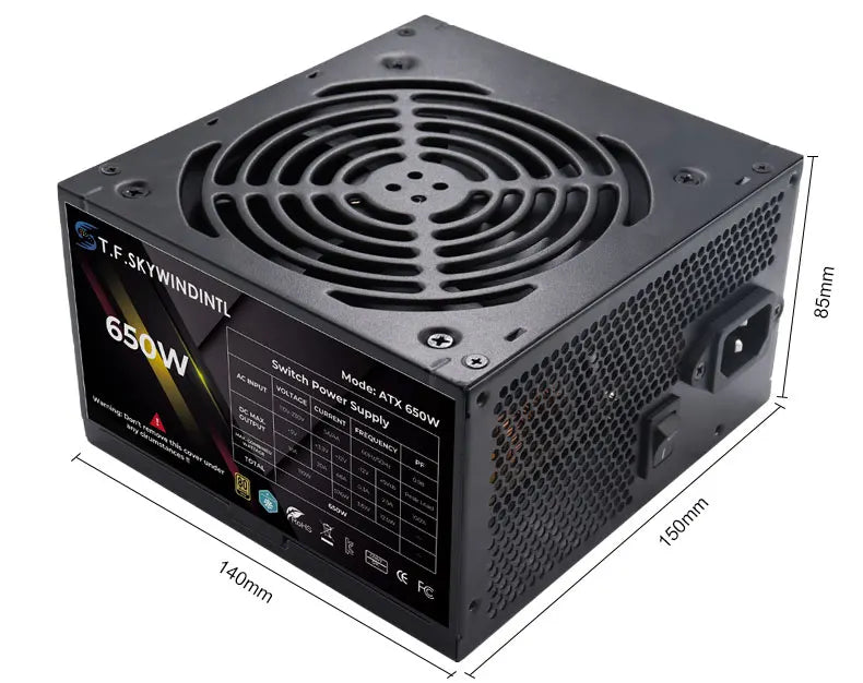 T.F.SKYWINDINTL 650W Gold Gaming Power Supply 20+4Pin 12V PSU For Computer ATX Desktop