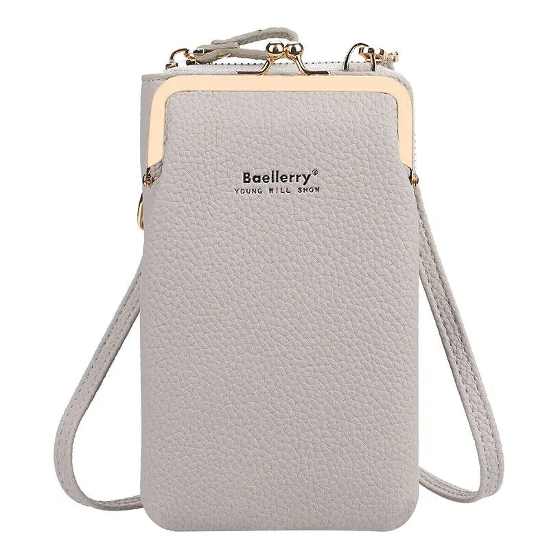 Fashion Vertical Lychee Pattern Large Capacity Mobile Phone Bag Long Women’s Wallet Multi-Functional Messenger Shoulder Bag