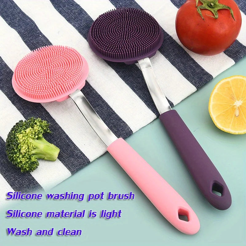 1pc, Silicone dishwashing brush, non stick, special silicone spatula, kitchen utensils cleaning brushsilicone dishwashing brush