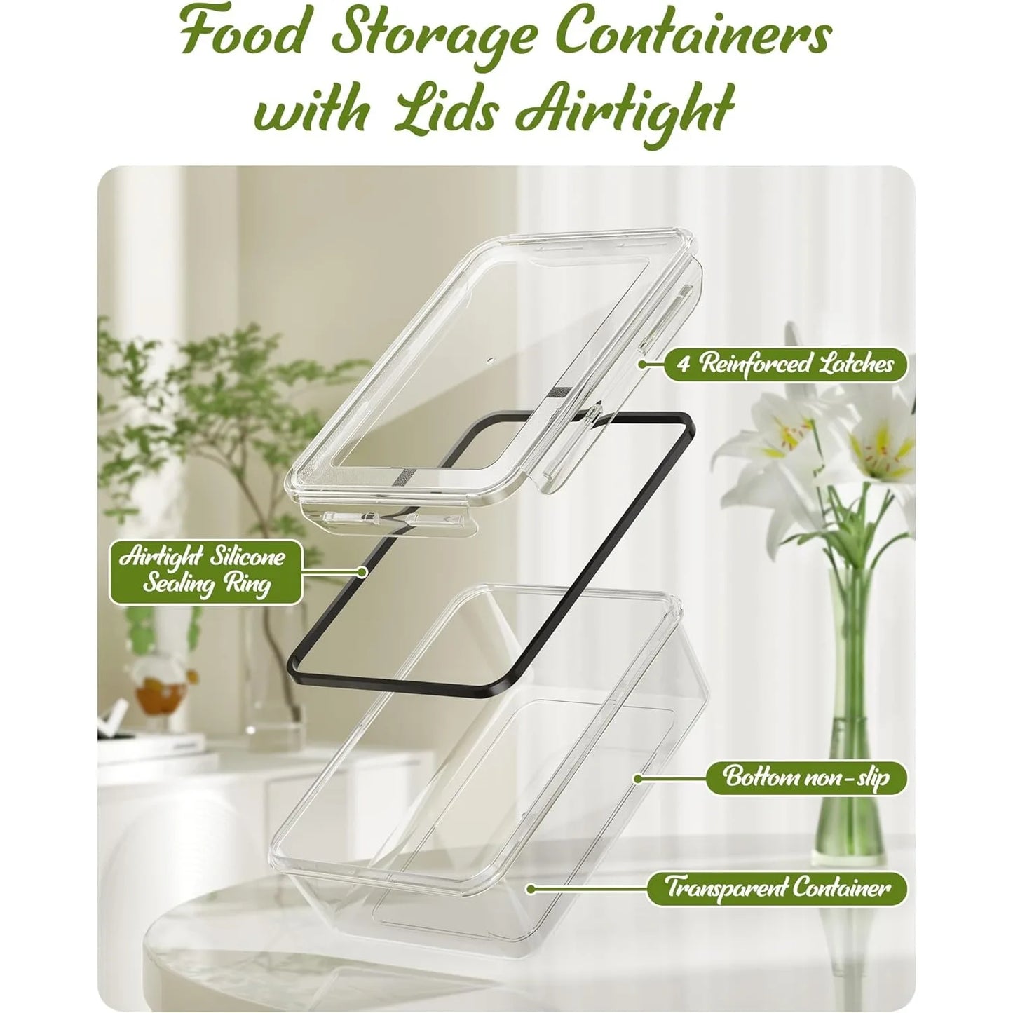 50 Piece Food Storage Containers with Lids(25 Containers & 25 Lids), BPA-Free Plastic Food Containers for Kitchen Storage