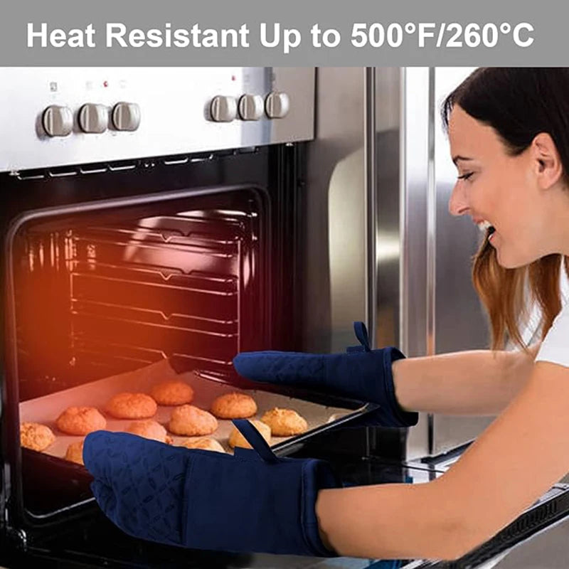 6pcs Set Oven Mitts And Pot Holders, Kitchen Oven Glove High Heat Resistant 500 Degree Extra Long Oven Mitts And Potholder With