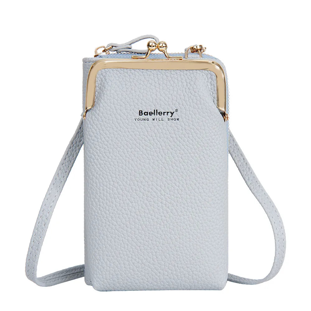 Fashion Vertical Lychee Pattern Large Capacity Mobile Phone Bag Long Women’s Wallet Multi-Functional Messenger Shoulder Bag