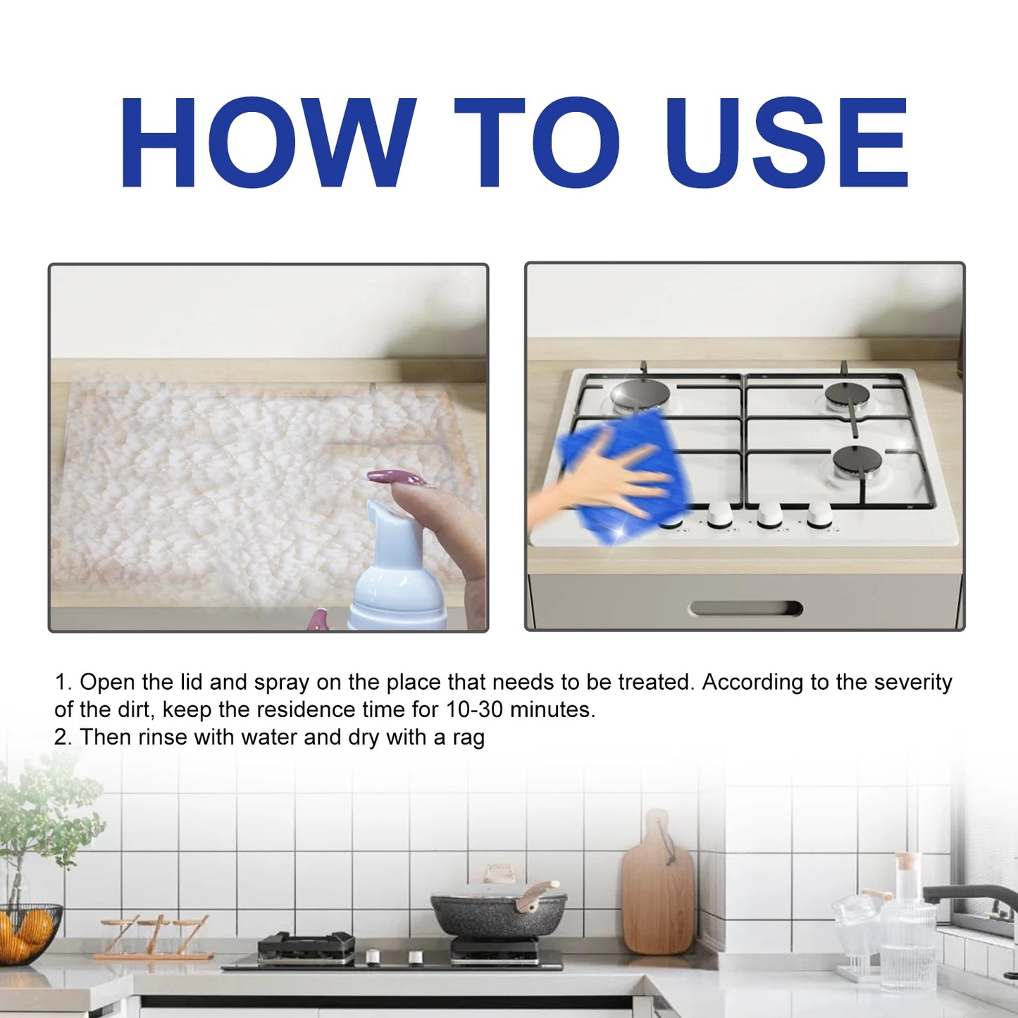 30ml Foam Kitchen Grease Cleaner Multi-Purpose Stain Remover Effective Degreaser Bubble Spray Kitchen Home Cleaning Products