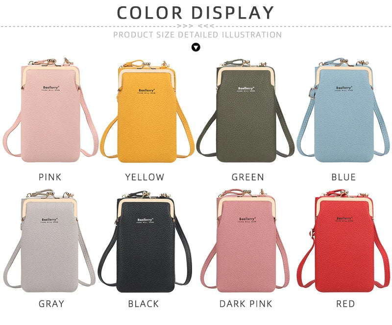 Fashion Vertical Lychee Pattern Large Capacity Mobile Phone Bag Long Women’s Wallet Multi-Functional Messenger Shoulder Bag