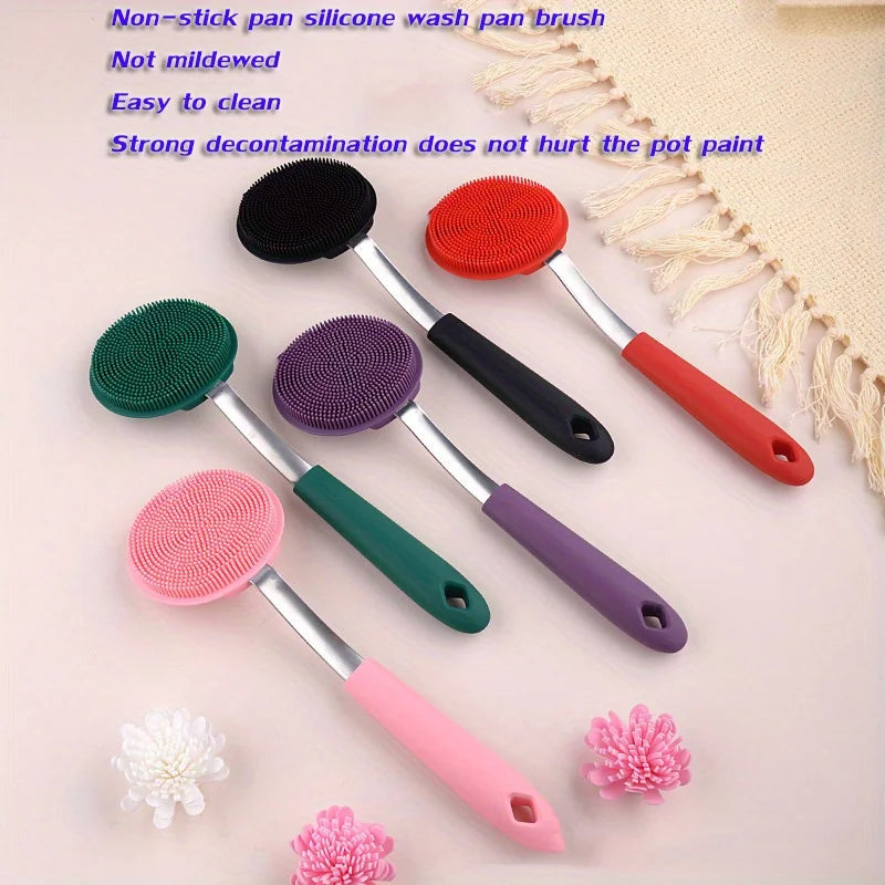 1pc, Silicone dishwashing brush, non stick, special silicone spatula, kitchen utensils cleaning brushsilicone dishwashing brush