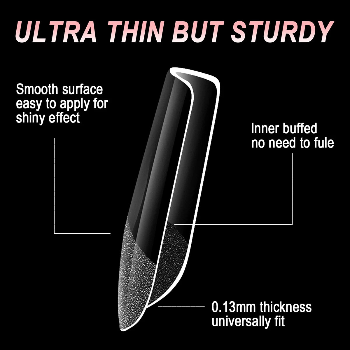 600Pcs Full Cover Half Frosted False Nail Tips Square French Fake Soak Off Gel Nail Extension Tips Press On Nails Nail Supplies