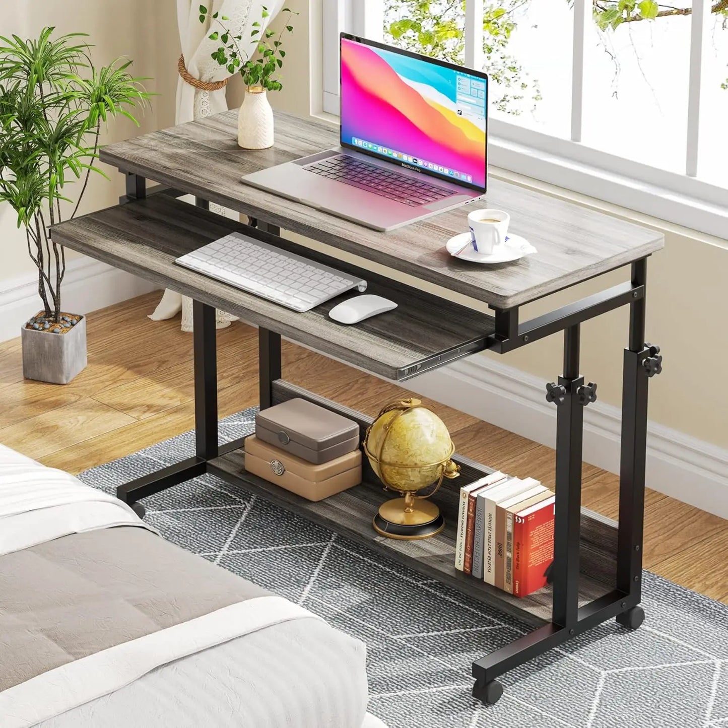 Adjustable Mobile Laptop Desk – Rolling Workstation for Bed & Sofa