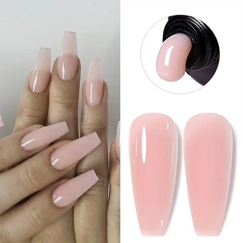 Poly Nail Extension Gel Kit Starter-3 Colors Skin Tone Nude Brown Series Builder Nail Gel All In One Kit With 6W Nail Lamp