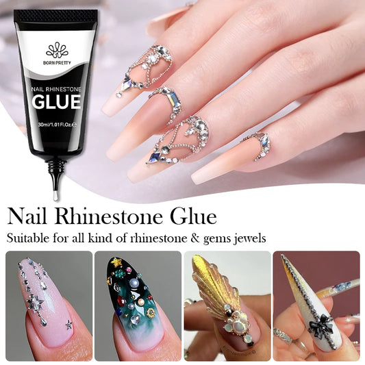 BORN PRETTY 2pcs Nail Rhinestone Glue Super Strong Gel Nail Glue for Nail Charm 3D Shaping sculpting Carving Decoration Nails