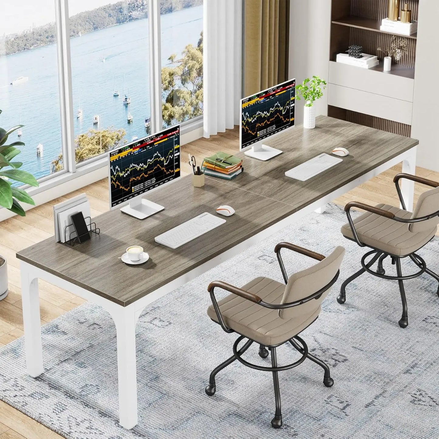 78.7 Inches Extra Long Computer Desk 2 Person Desk, Double Long Desk, Workstaion for Home Office