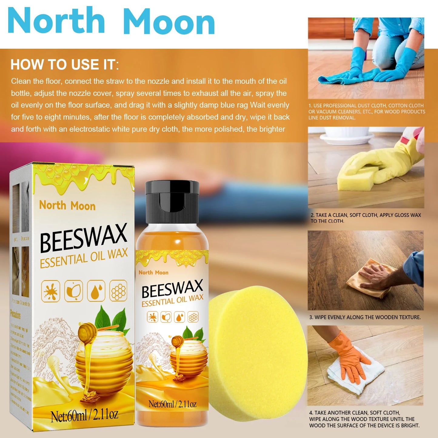 Beeswax Wood Polish – Furniture & Floor Conditioning Wax (3-Pack)