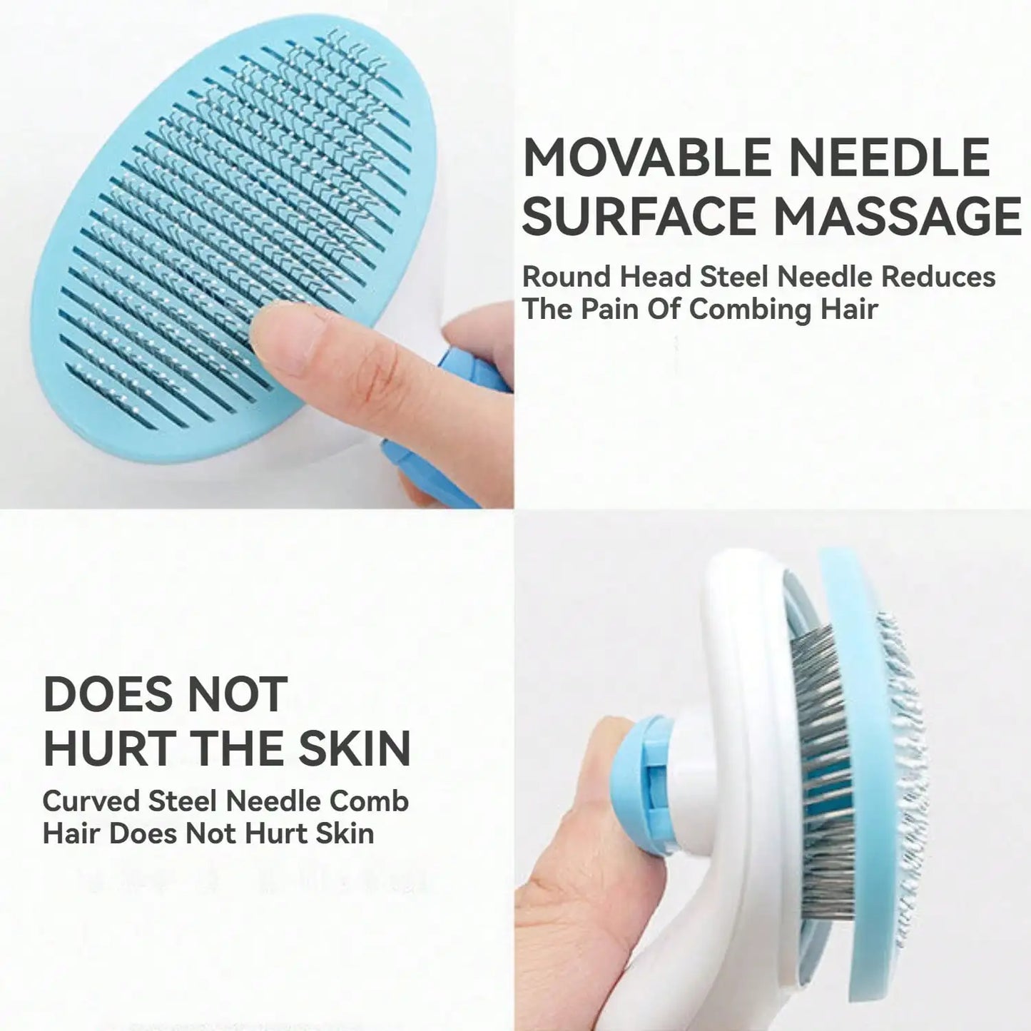 Pet Supplies Round Head Pet Comb Cat Comb Stainless Steel Needle Dog Hair Brush Self-cleaning Comb