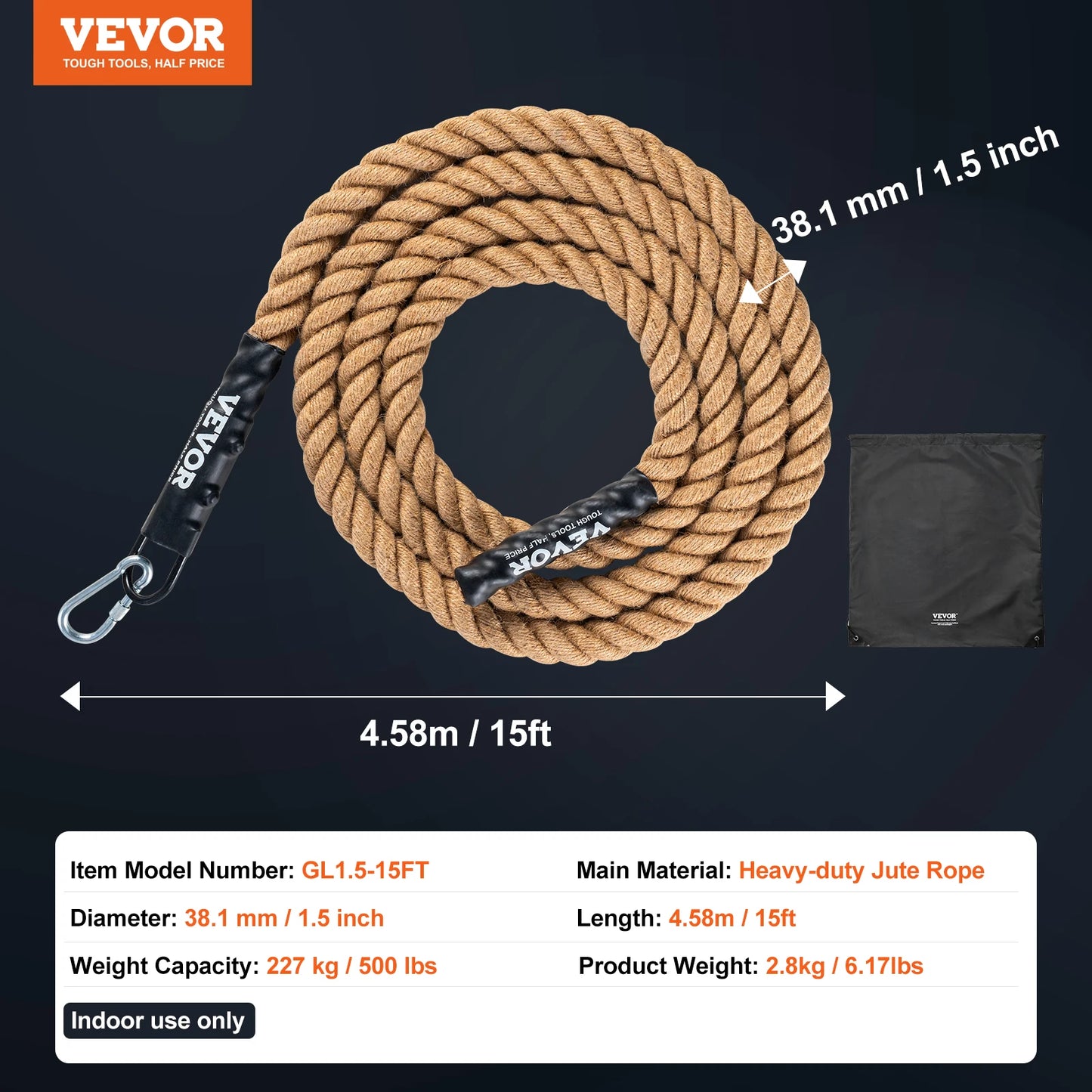 SucceBuy 10-30FT Gym Climbing Rope Gym Fitness Training Rope Gym Exercise Workout Rope for Adults, Climbing Rope for Fitness